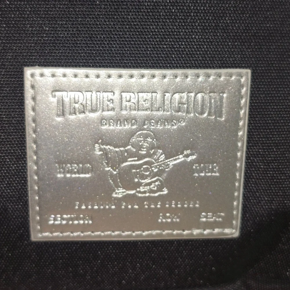 NEW True Religion Black Canvas Sling Bag Crossbody Backpack Horseshoe Clip NEW